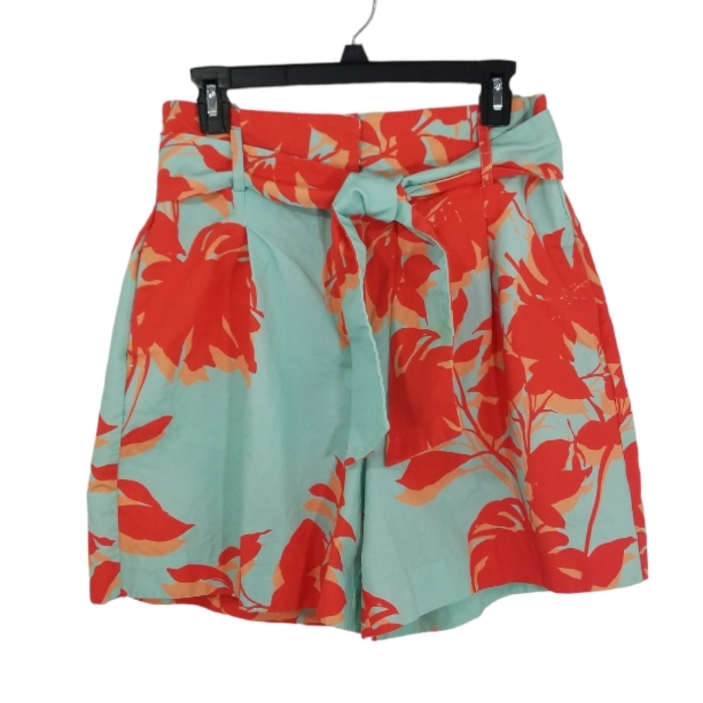 Tyler Boe Mint & Coral High Waist Floral Tie-Front Shorts
